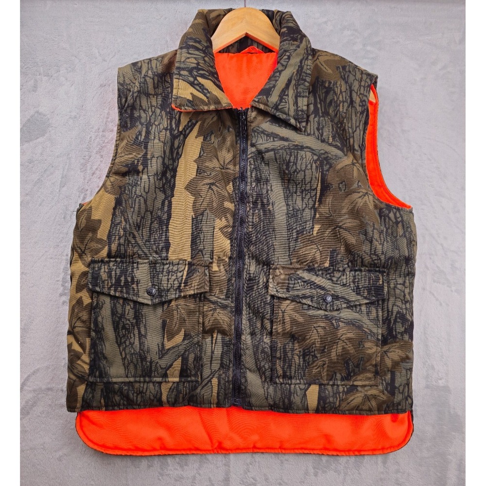 Winchester Trebark‎ Camo Blaze Orange Conceal Reversible Puffer Vest Mens Medium